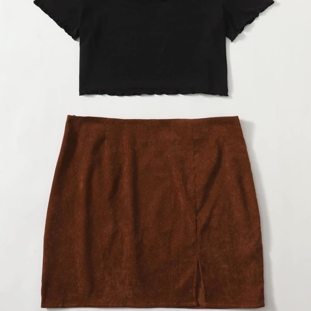 Split Hem Corduroy Skirt